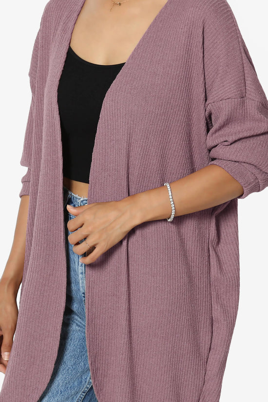 Load image into Gallery viewer, Lexa Ribbed Knit Open Front Cardigan DARK MAUVE_5
