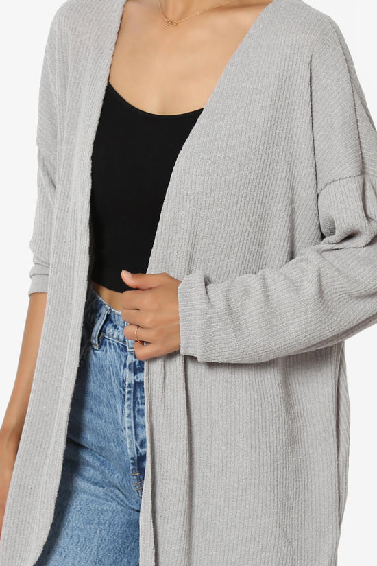 Load image into Gallery viewer, Lexa Ribbed Knit Open Front Cardigan HEATHER GREY_5
