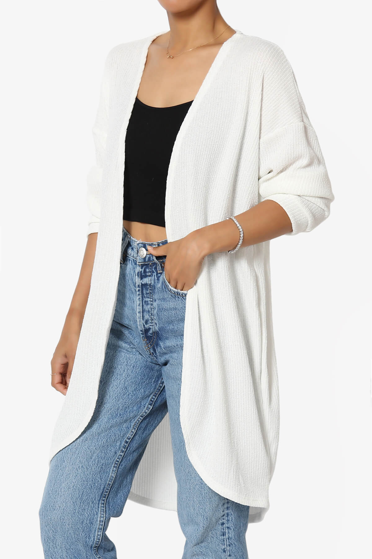 Load image into Gallery viewer, Lexa Ribbed Knit Open Front Cardigan IVORY_1
