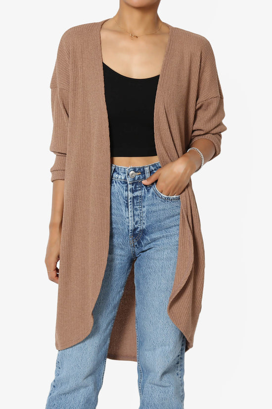 Load image into Gallery viewer, Lexa Ribbed Knit Open Front Cardigan MOCHA_1
