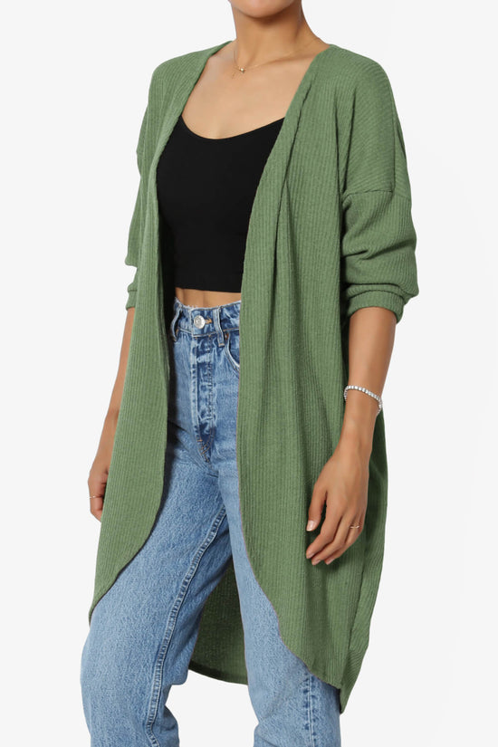 Lexa Ribbed Knit Open Front Cardigan OLIVE_3