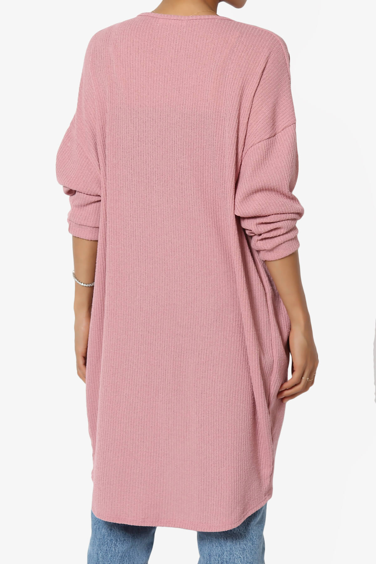 Lexa Ribbed Knit Open Front Cardigan PINK_2