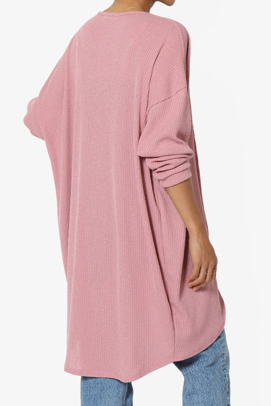 Lexa Ribbed Knit Open Front Cardigan PINK_4
