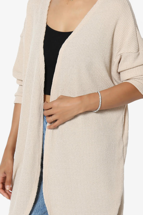 Lexa Ribbed Knit Open Front Cardigan TAUPE_5