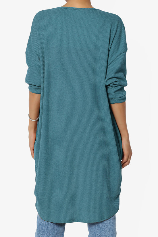 Load image into Gallery viewer, Lexa Ribbed Knit Open Front Cardigan TEAL_2

