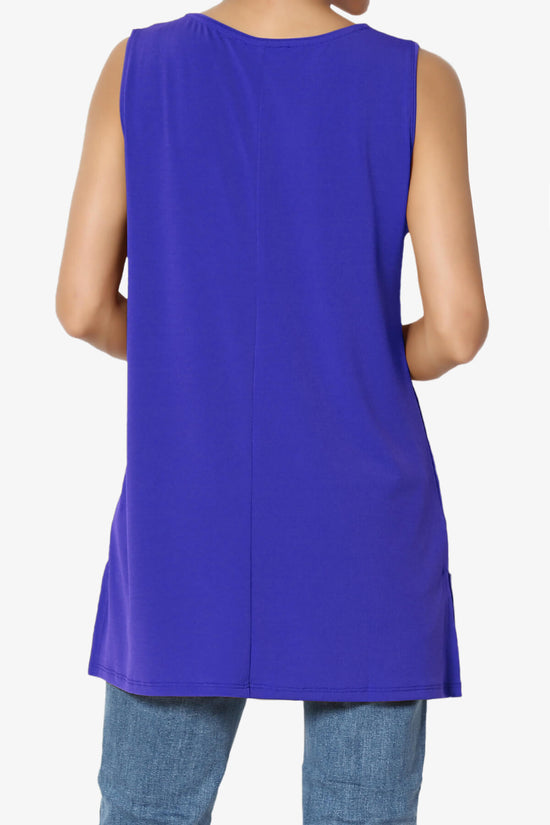 Load image into Gallery viewer, Lilly Sleeveless Side Slit Fluid Knit Tank Top BRIGHT BLUE_2
