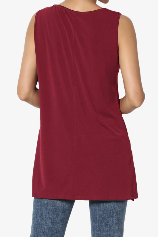 Load image into Gallery viewer, Lilly Sleeveless Side Slit Fluid Knit Tank Top BURGUNDY_2
