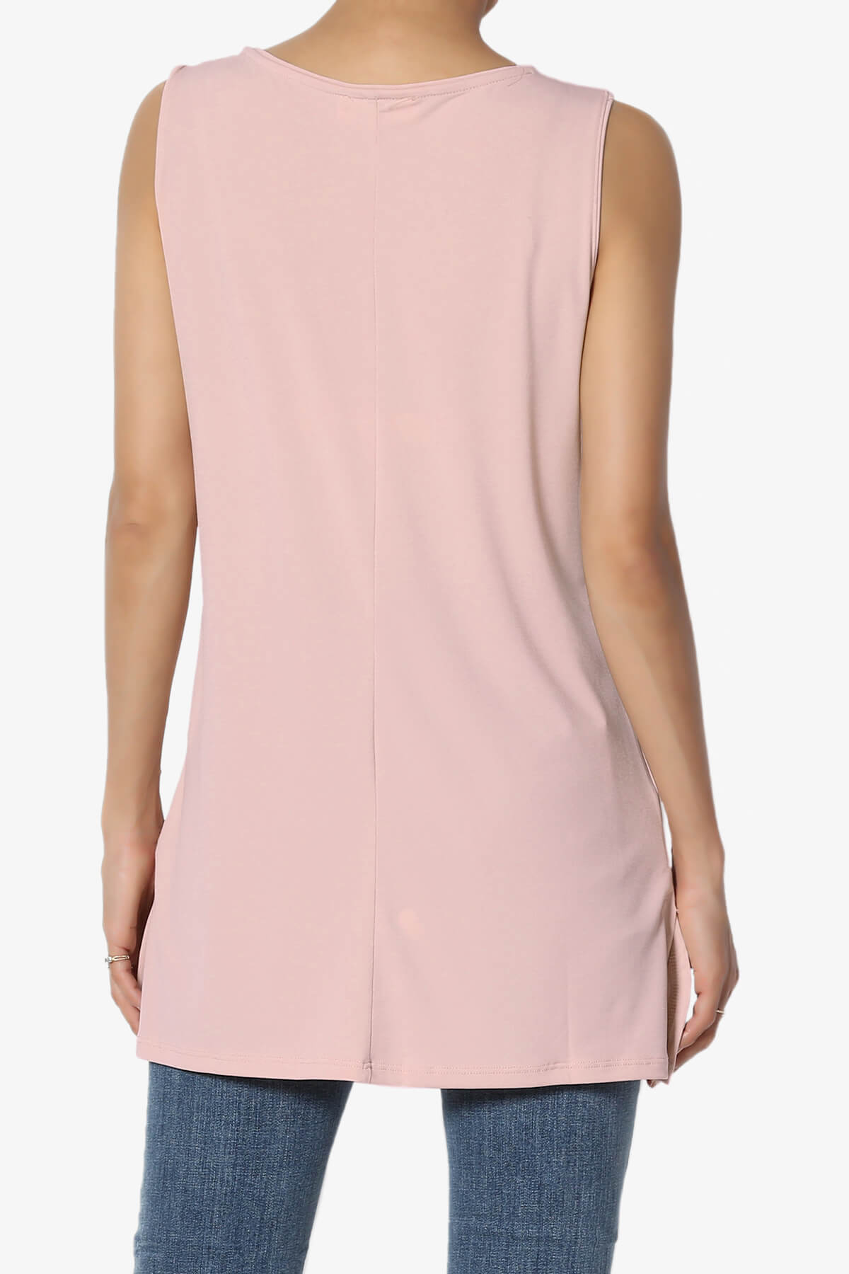 Load image into Gallery viewer, Lilly Sleeveless Side Slit Fluid Knit Tank Top CREAM MAUVE_2
