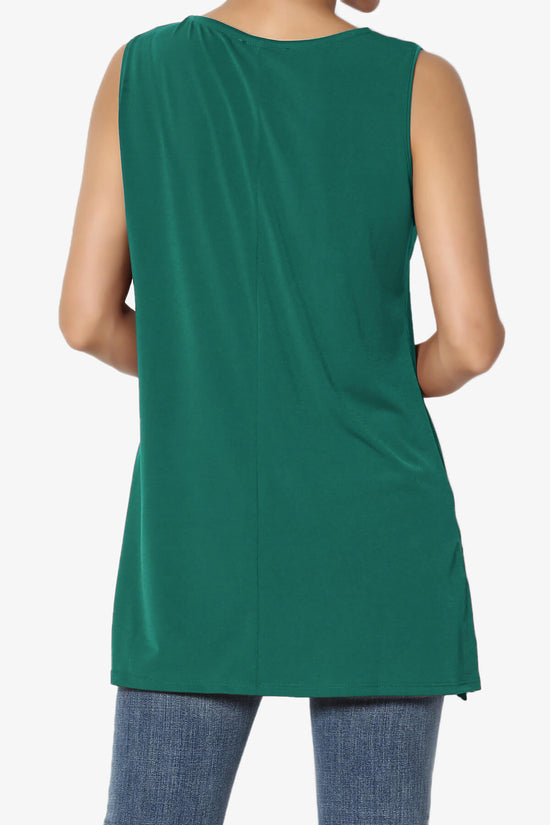 Load image into Gallery viewer, Lilly Sleeveless Side Slit Fluid Knit Tank Top DARK GREEN_2
