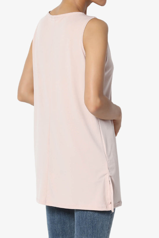Load image into Gallery viewer, Lilly Sleeveless Side Slit Fluid Knit Tank Top DUSTY BLUSH_4
