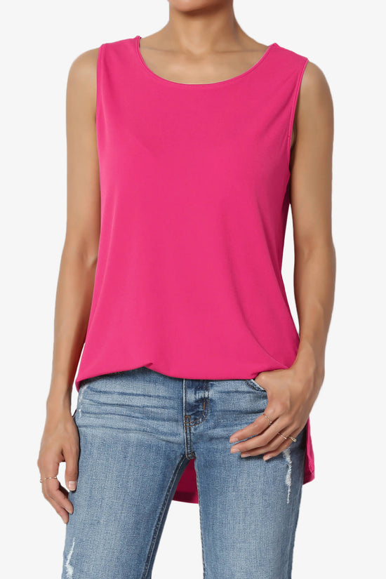 Load image into Gallery viewer, Lilly Sleeveless Side Slit Fluid Knit Tank Top HOT PINK_1
