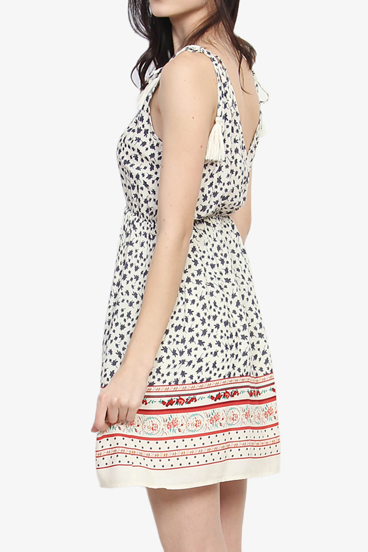 Lily Sleeveless Printed Fit & Flare Dress CREAM_4