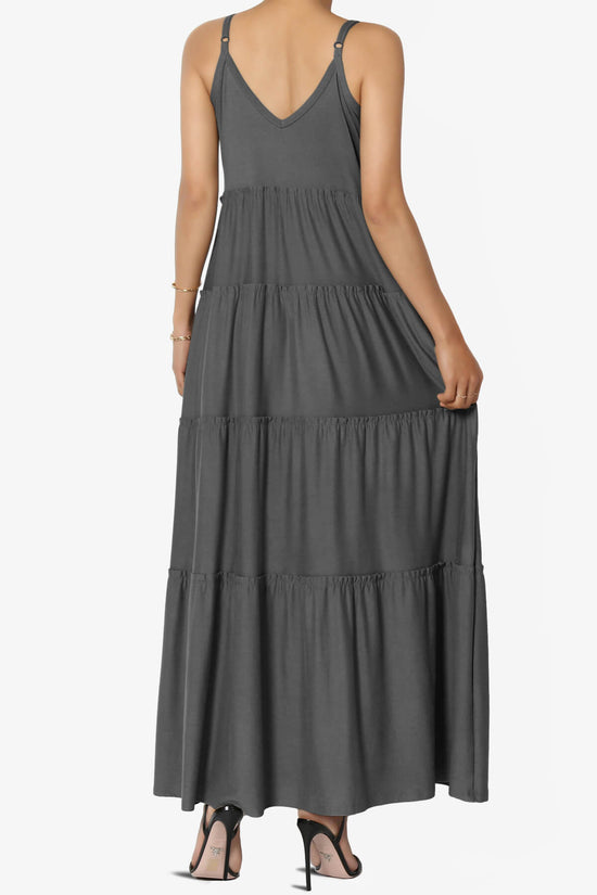 Load image into Gallery viewer, Livvy V-Neck Tiered Cami Maxi Dress ASH GREY_2
