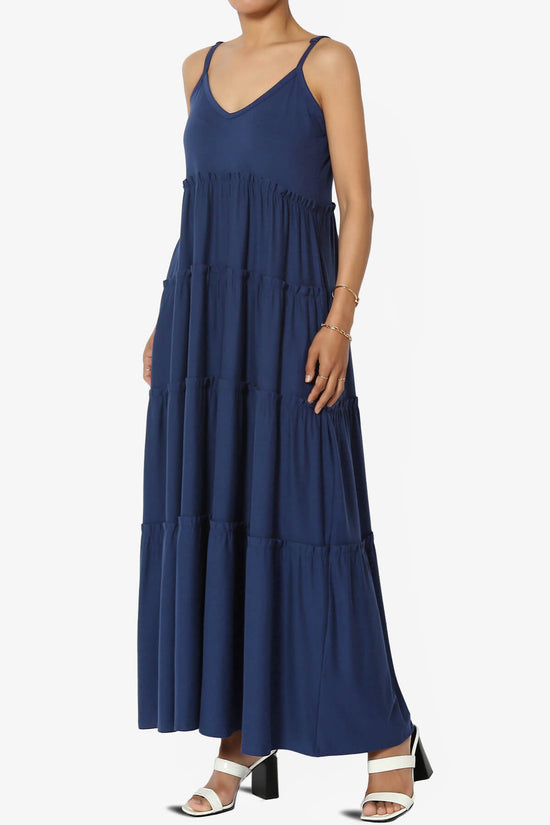 Load image into Gallery viewer, Livvy V-Neck Tiered Cami Maxi Dress LIGHT NAVY_3
