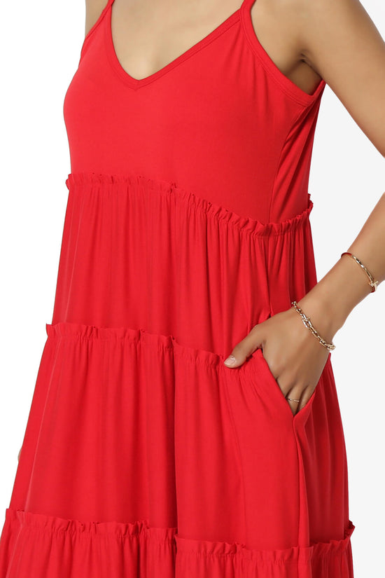 Load image into Gallery viewer, Livvy V-Neck Tiered Cami Maxi Dress RED_5
