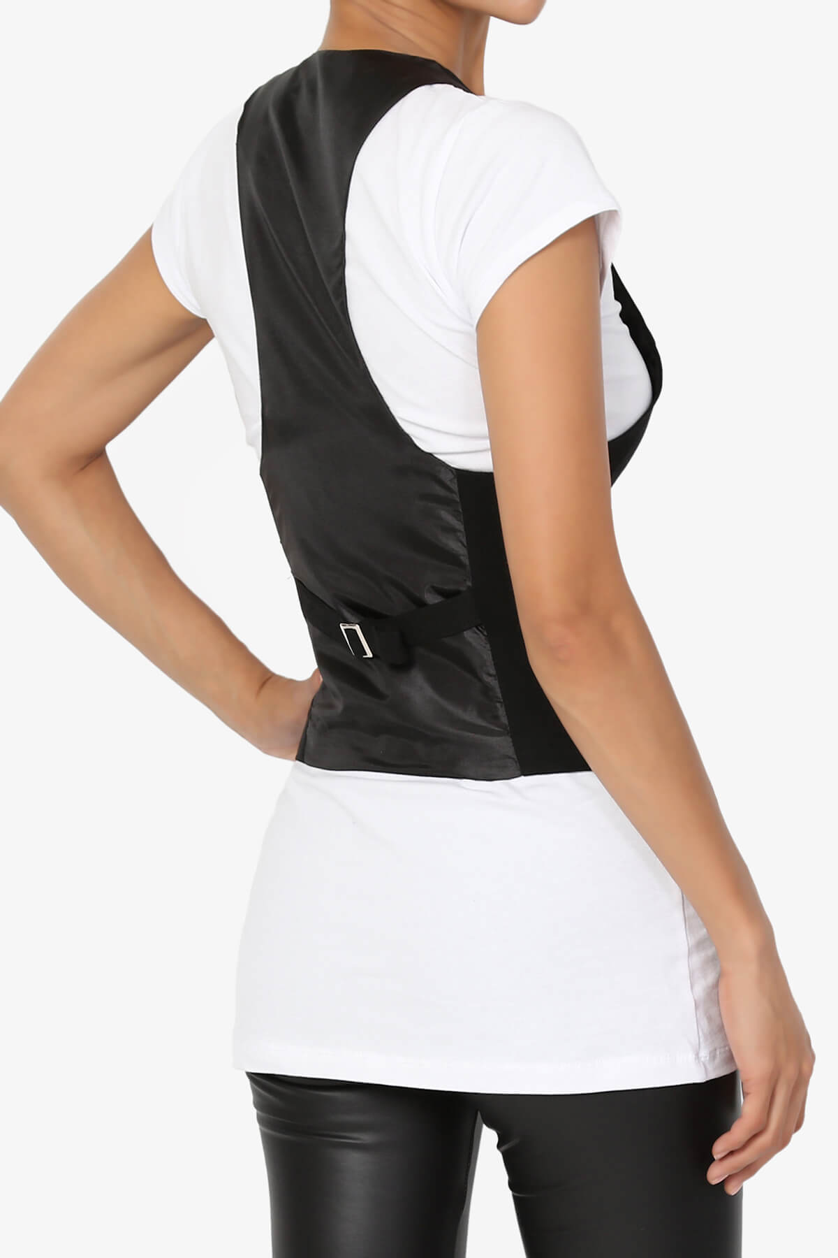 Load image into Gallery viewer, Lizzy Satin Back Woven Vest BLACK_4
