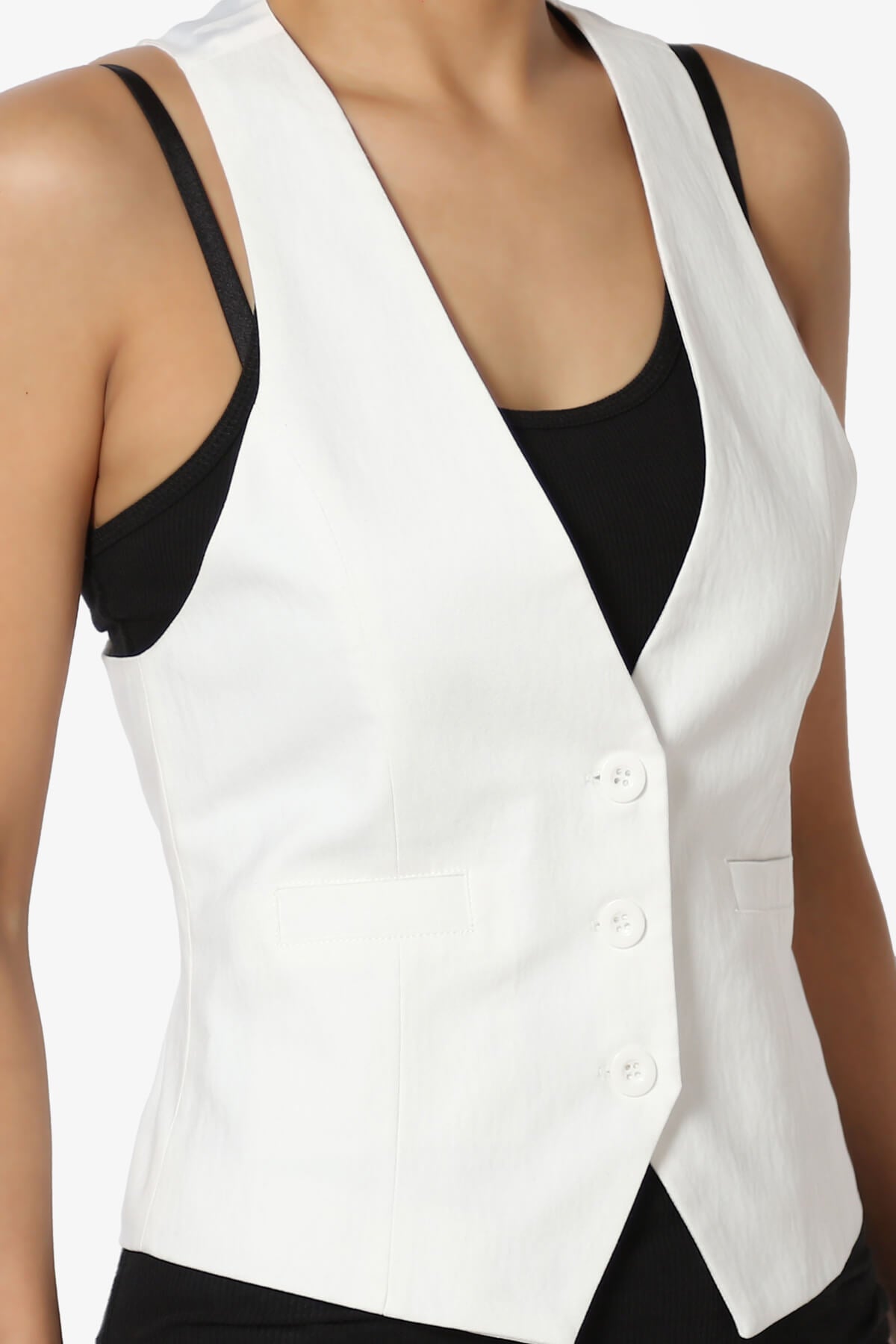 Load image into Gallery viewer, Lizzy Satin Back Woven Vest WHITE_5
