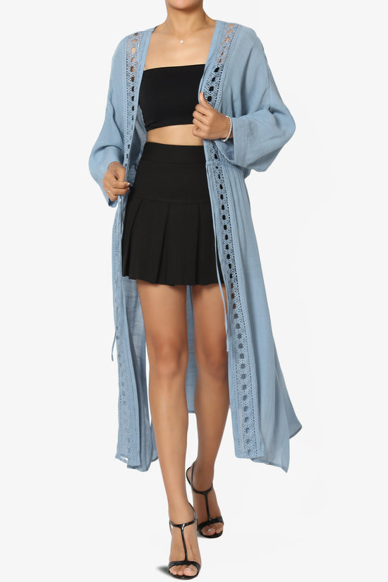 Load image into Gallery viewer, Sunlace Lace Trim High Slit Caftan LIGHT%20BLUE_1
