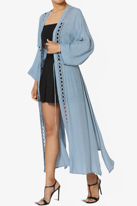 Load image into Gallery viewer, Sunlace Lace Trim High Slit Caftan LIGHT%20BLUE_3
