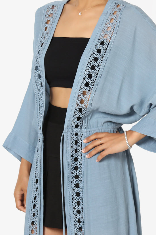 Load image into Gallery viewer, Sunlace Lace Trim High Slit Caftan LIGHT%20BLUE_5
