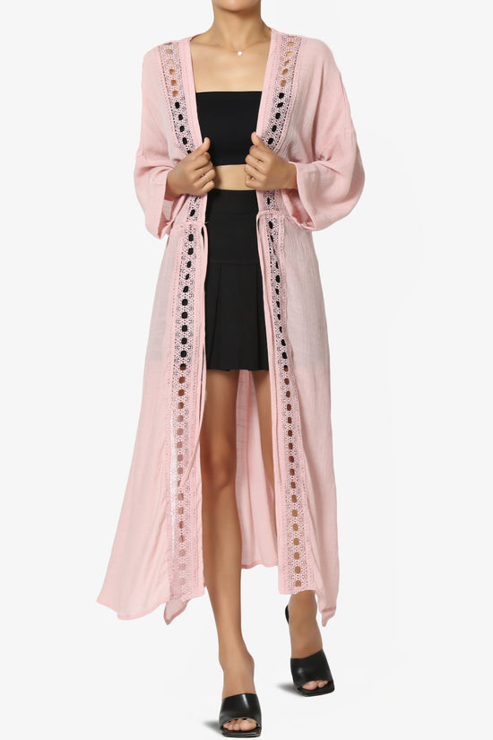 Load image into Gallery viewer, Sunlace Lace Trim High Slit Caftan PINK_1
