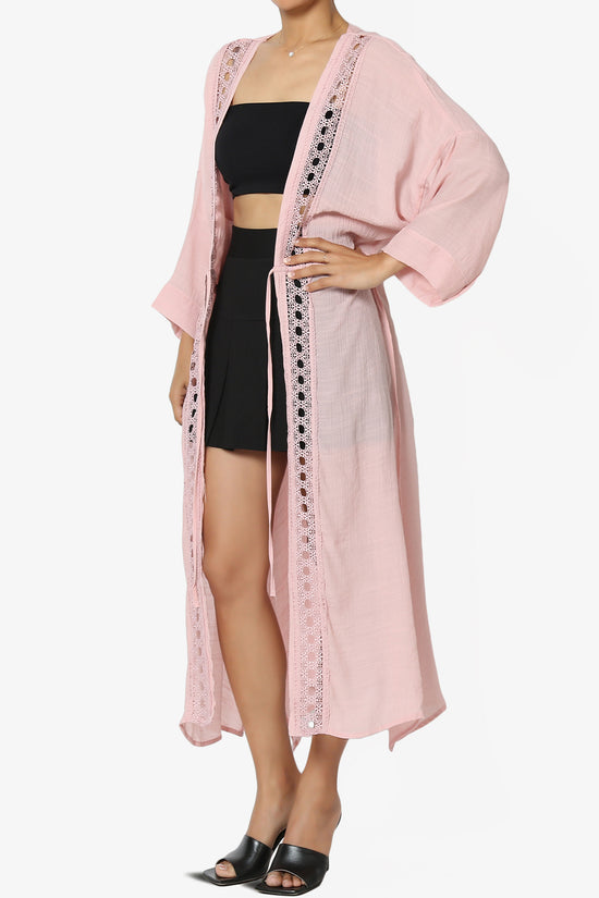 Load image into Gallery viewer, Sunlace Lace Trim High Slit Caftan PINK_3
