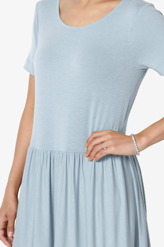 Load image into Gallery viewer, Macie Short Sleeve Tiered Jersey Long Midi Dress ASH BLUE_5
