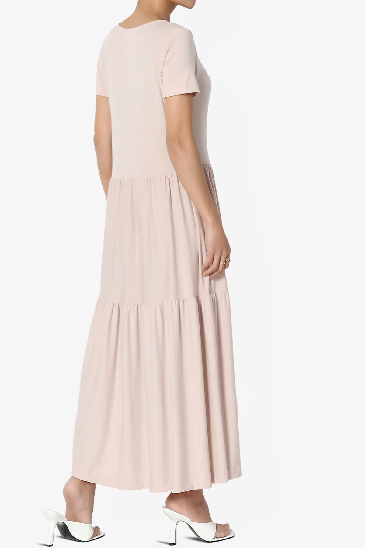 Load image into Gallery viewer, Macie Short Sleeve Tiered Jersey Long Midi Dress DUSTY BLUSH_4
