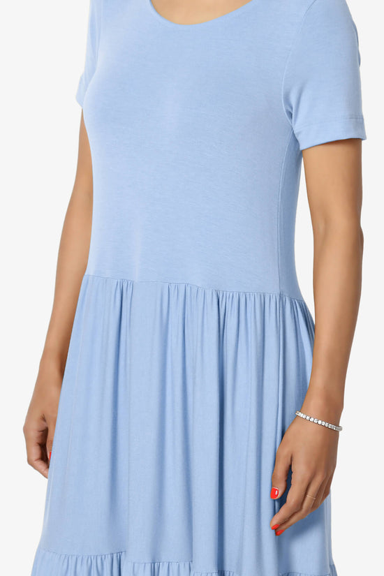 Load image into Gallery viewer, Macie Short Sleeve Tiered Jersey Long Midi Dress LIGHT BLUE_5
