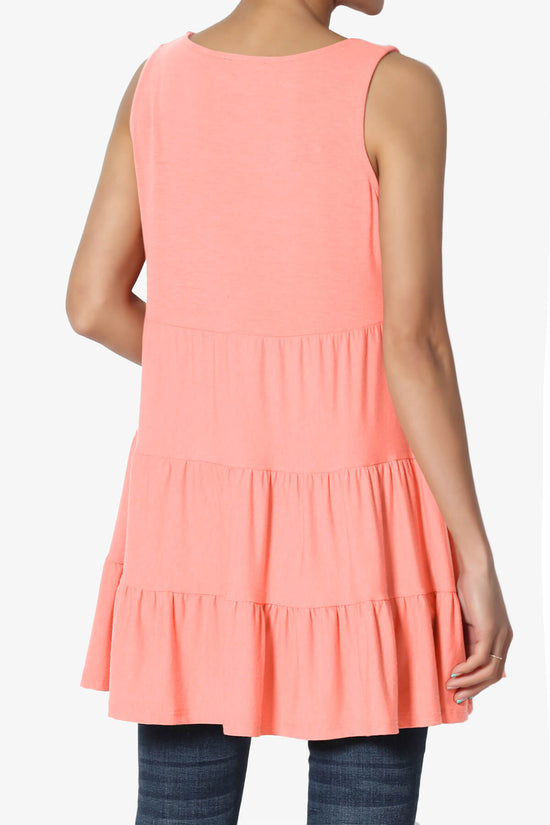 Load image into Gallery viewer, Maiika Sleeveless Tiered Ruffle Top CORAL_2
