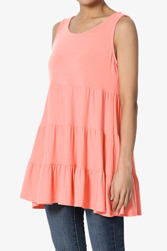 Load image into Gallery viewer, Maiika Sleeveless Tiered Ruffle Top CORAL_3
