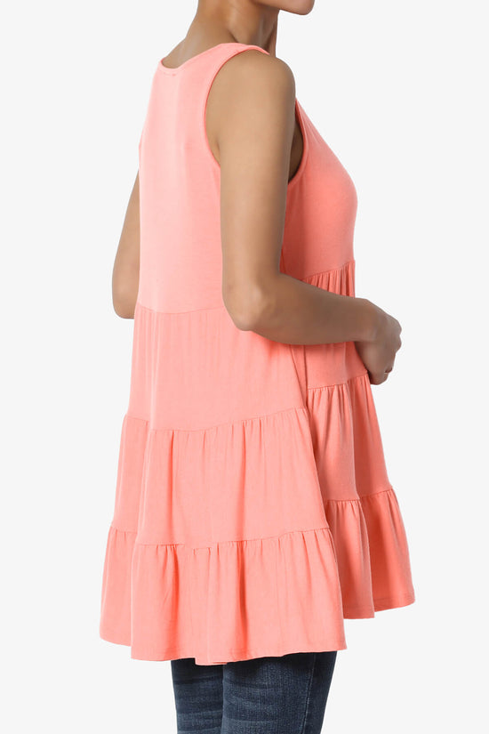 Load image into Gallery viewer, Maiika Sleeveless Tiered Ruffle Top CORAL_4
