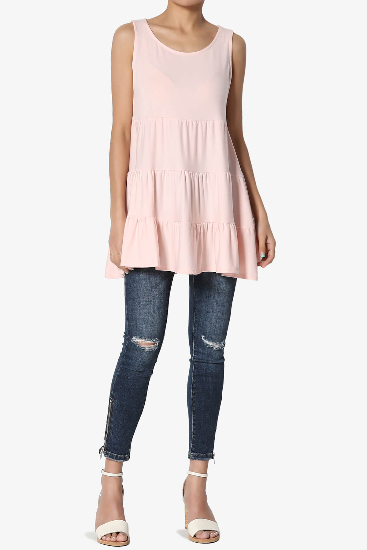 Load image into Gallery viewer, Maiika Sleeveless Tiered Ruffle Top DUSTY CORAL_6
