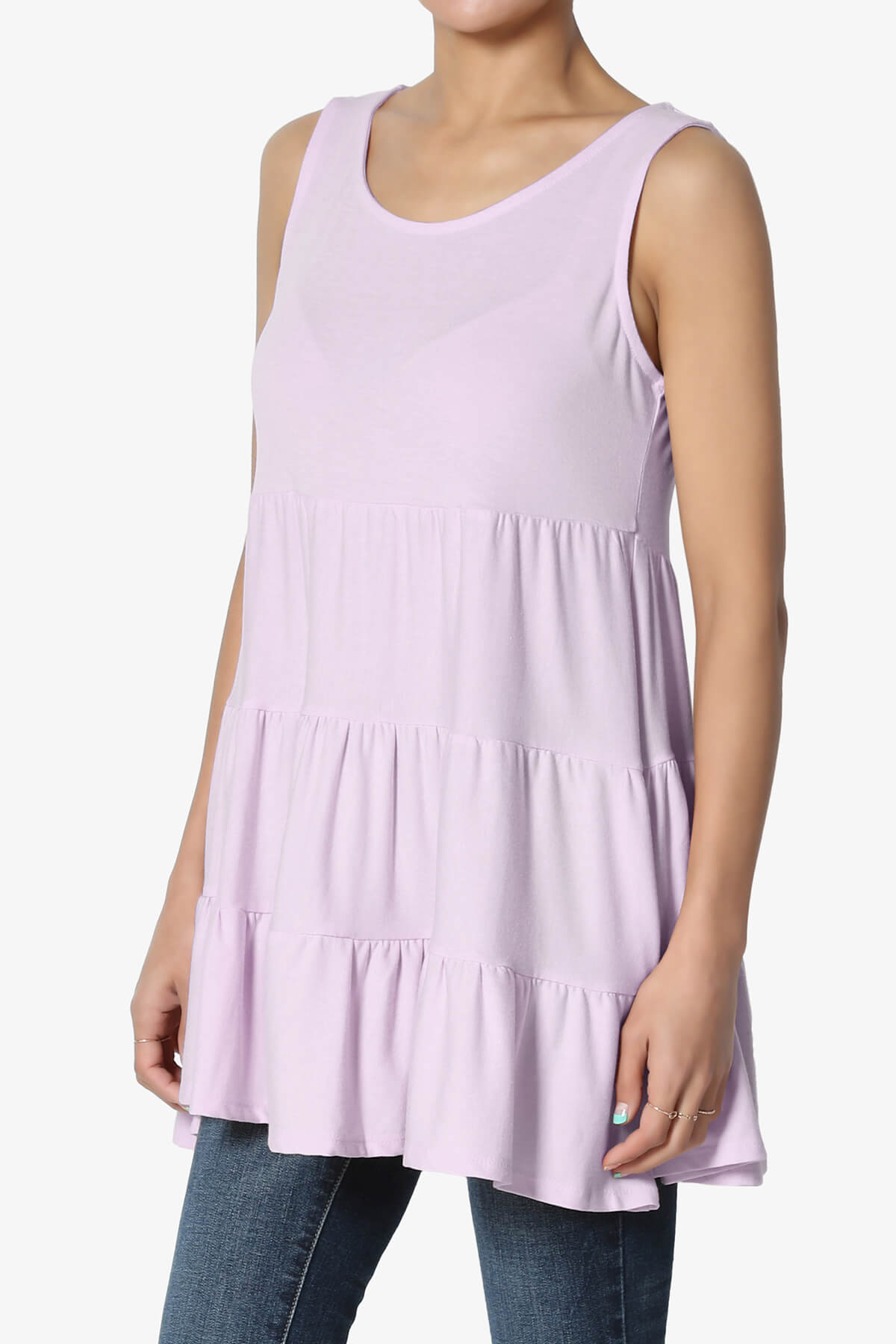 Load image into Gallery viewer, Maiika Sleeveless Tiered Ruffle Top DUSTY LAVENDER_3
