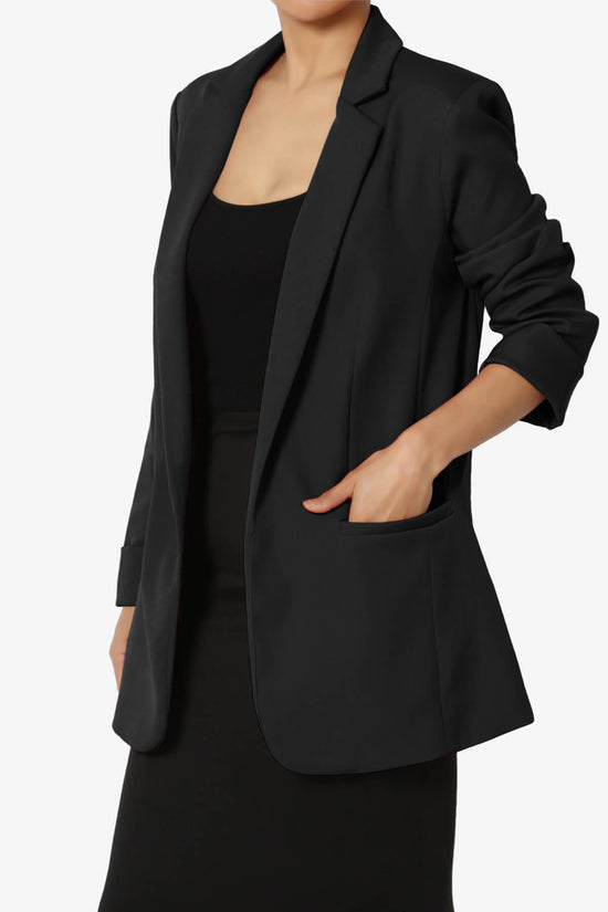 Load image into Gallery viewer, Malory Cuffed Sleeve Open Front Blazer BLACK_3
