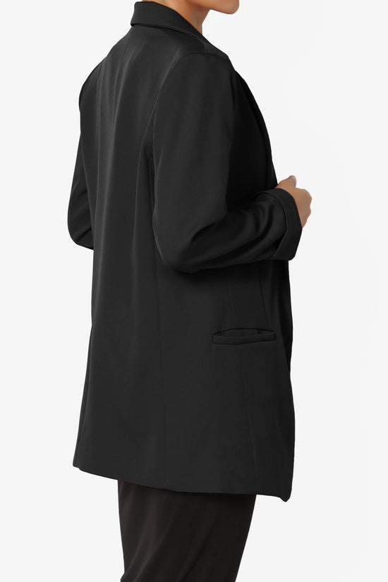 Malory Cuffed Sleeve Open Front Blazer BLACK_4