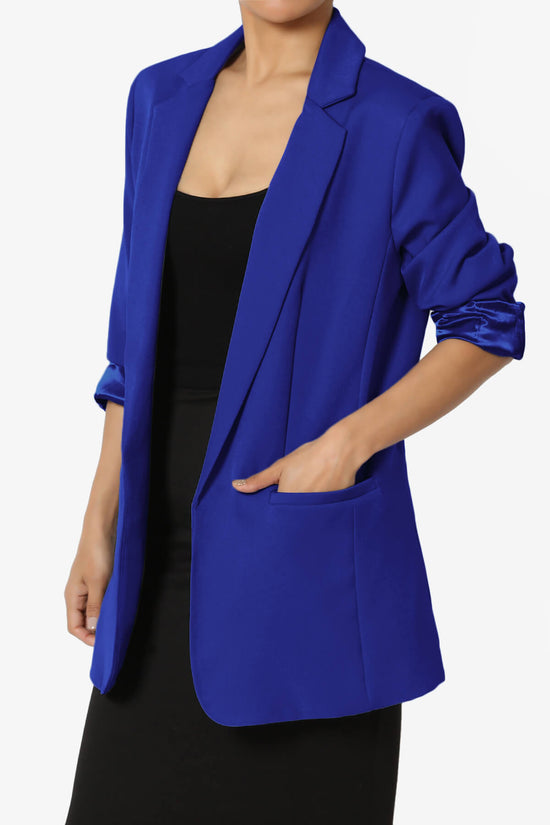 Malory Cuffed Sleeve Open Front Blazer BRIGHT BLUE_3