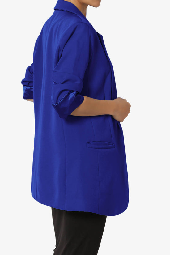 Malory Cuffed Sleeve Open Front Blazer BRIGHT BLUE_4
