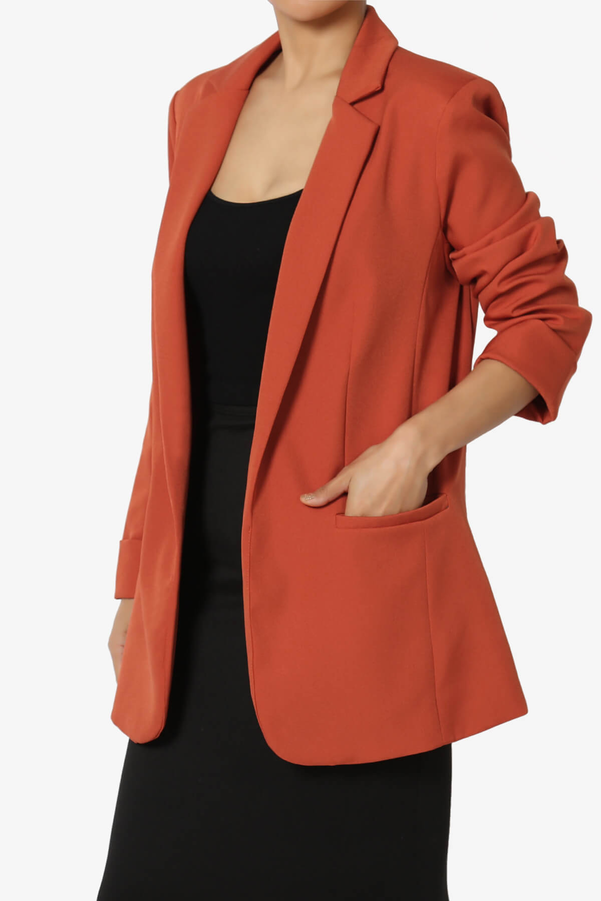 Load image into Gallery viewer, Malory Cuffed Sleeve Open Front Blazer COPPER_3
