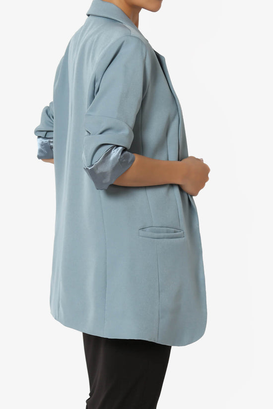 Load image into Gallery viewer, Malory Cuffed Sleeve Open Front Blazer DUSTY BLUE_4
