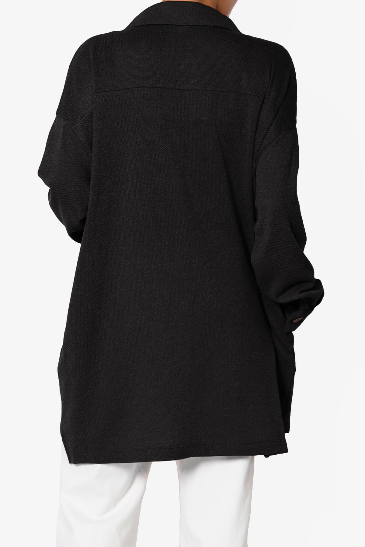 Matryx Jacquard Oversized Shirts Shacket BLACK_2