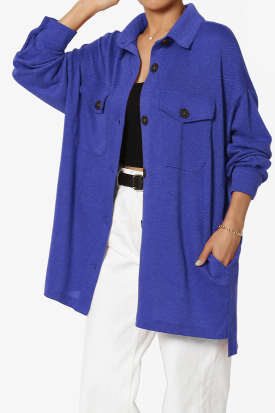 Matryx Jacquard Oversized Shirts Shacket BRIGHT BLUE_1