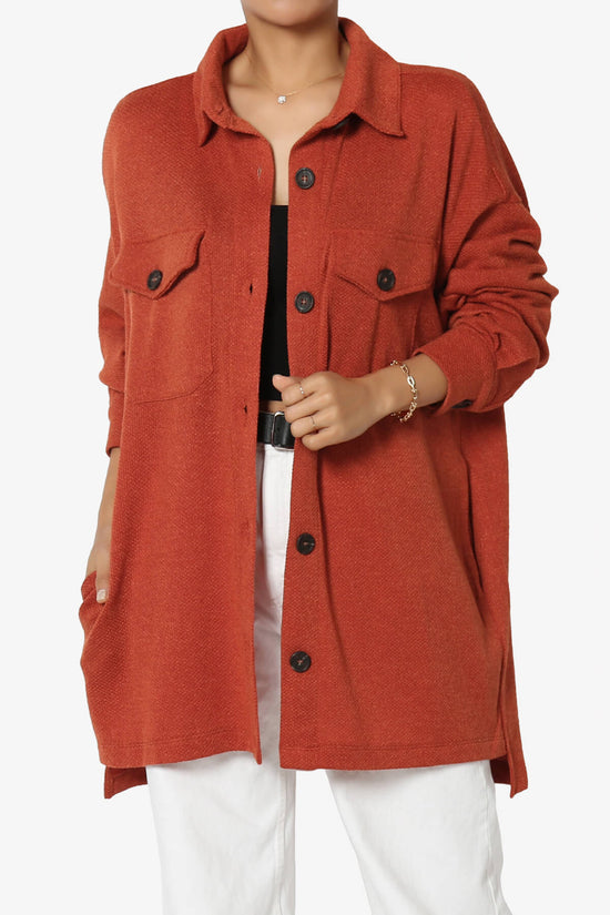 Load image into Gallery viewer, Matryx Jacquard Oversized Shirts Shacket COPPER_3
