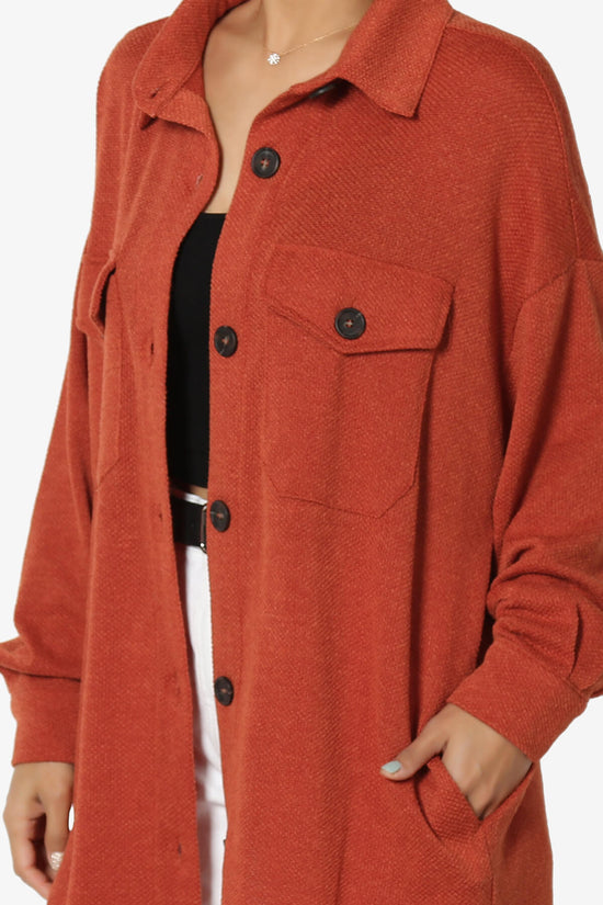 Load image into Gallery viewer, Matryx Jacquard Oversized Shirts Shacket COPPER_5
