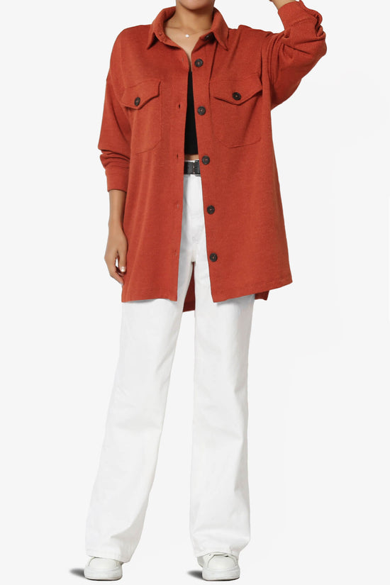 Load image into Gallery viewer, Matryx Jacquard Oversized Shirts Shacket COPPER_6
