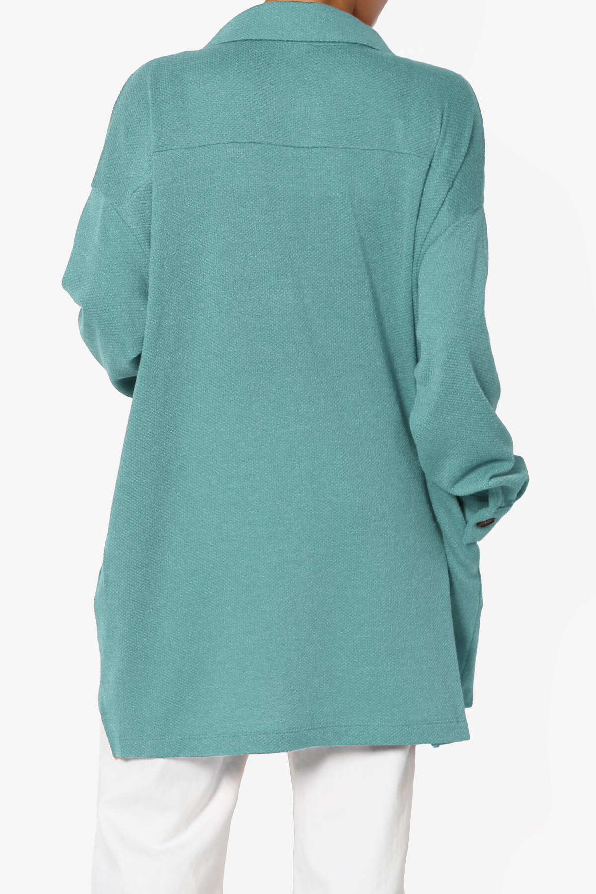 Load image into Gallery viewer, Matryx Jacquard Oversized Shirts Shacket DUSTY TEAL_2
