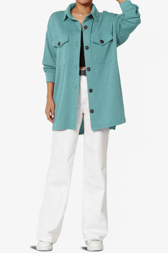 Load image into Gallery viewer, Matryx Jacquard Oversized Shirts Shacket DUSTY TEAL_6
