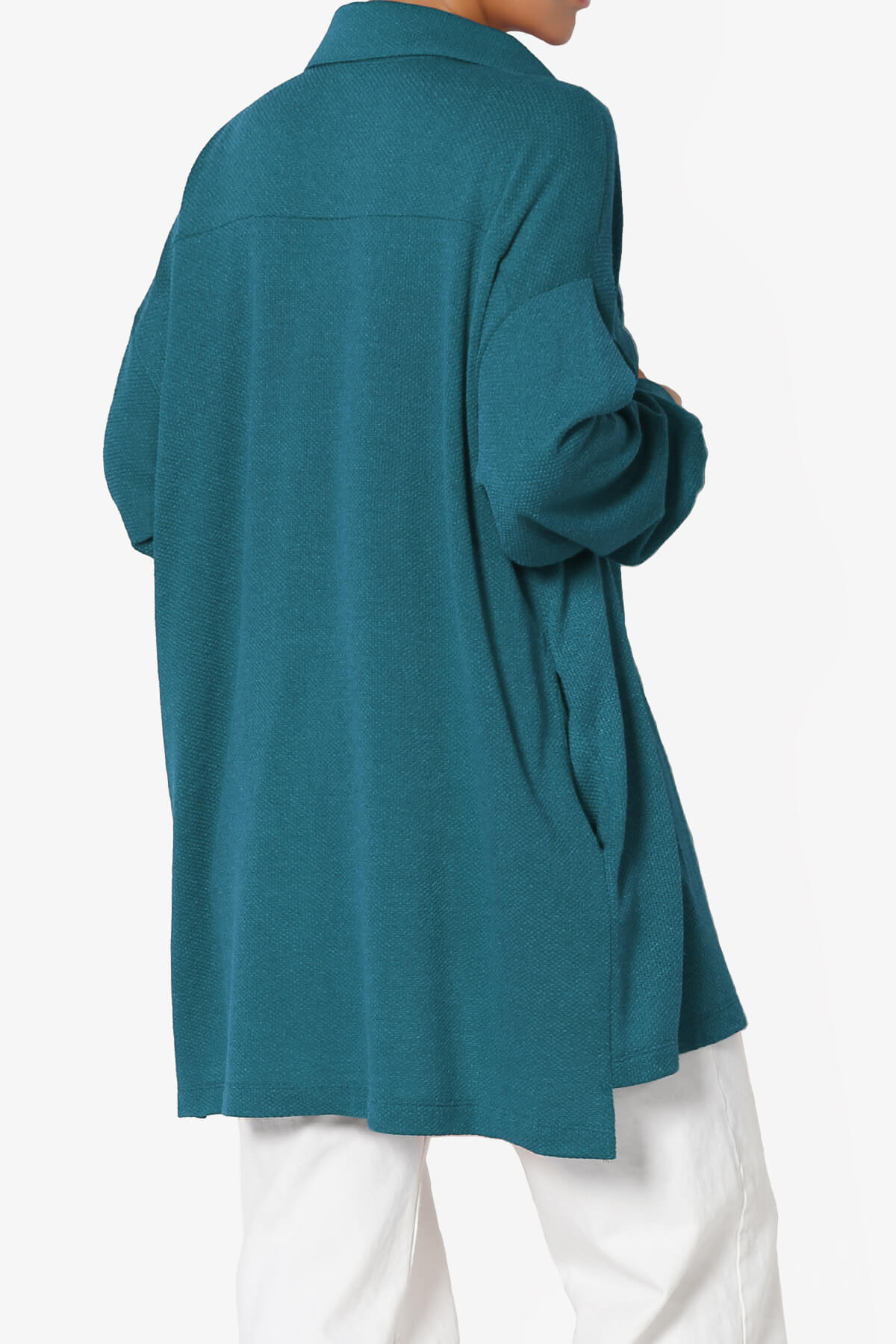 Load image into Gallery viewer, Matryx Jacquard Oversized Shirts Shacket TEAL_4
