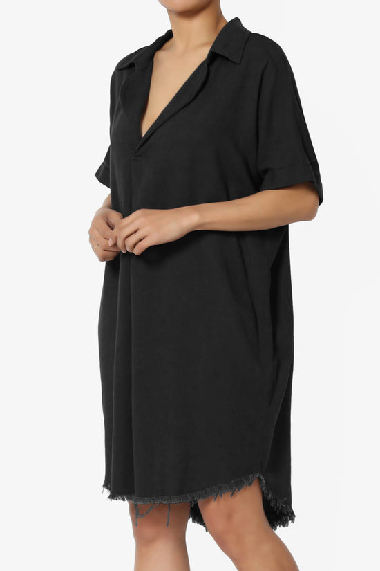 Mayven Linen Oversized Shirt Dress BLACK_3