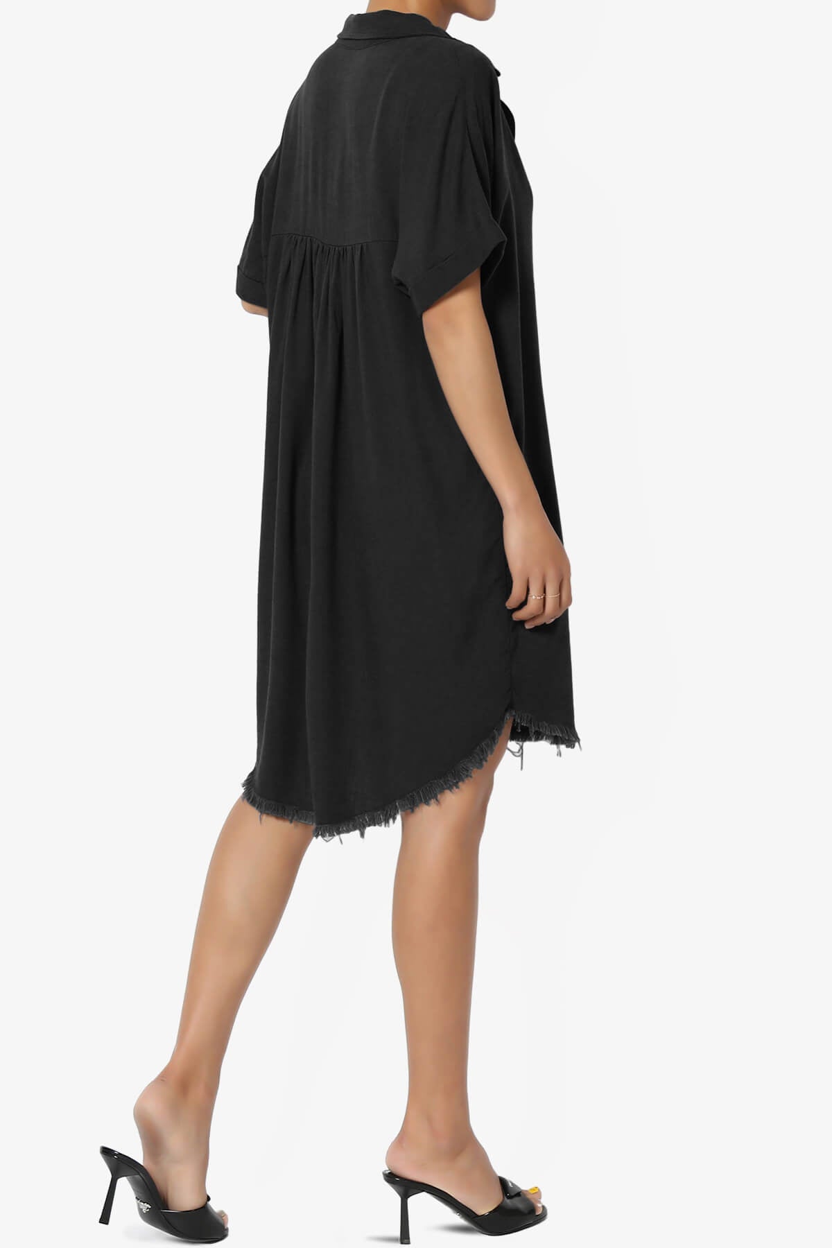 Mayven Linen Oversized Shirt Dress BLACK_4